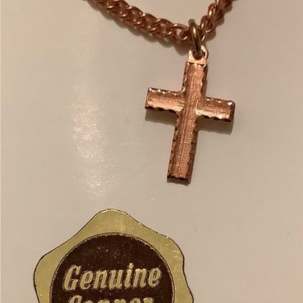 New vintage Copper cross pendette